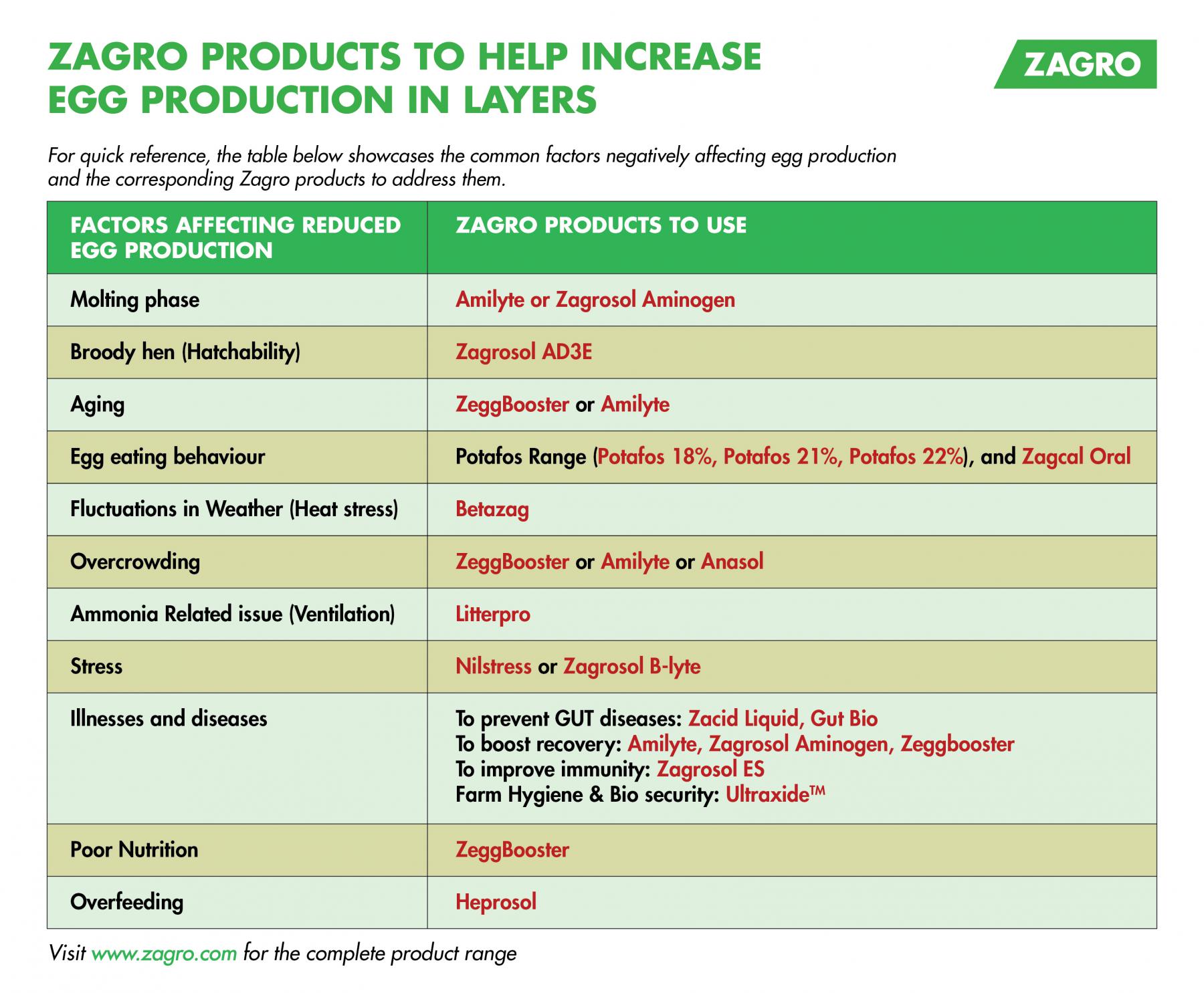 products to increase egg production in layers